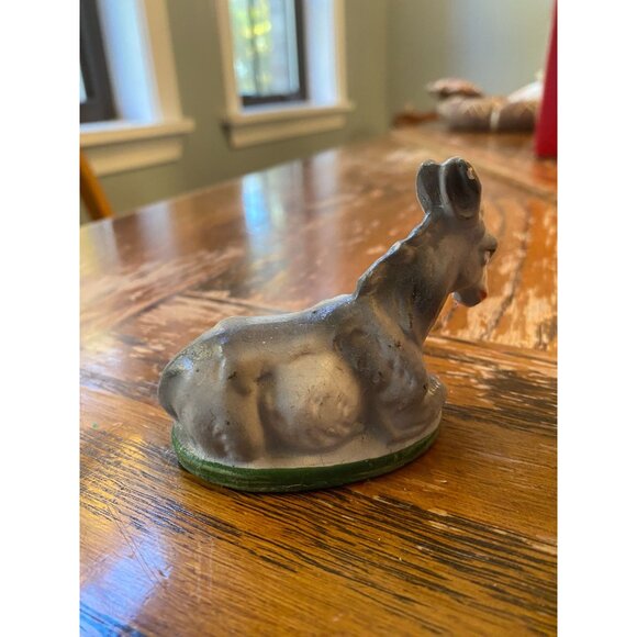 Vintage Fontanini Donkey Figurine Hand-Painted Collectible With Green Base & Wor - Picture 4 of 8